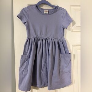 Girls Hanna Andersson Lavender Short Sleeve Kids Dress w pockets Sz 5 EUC